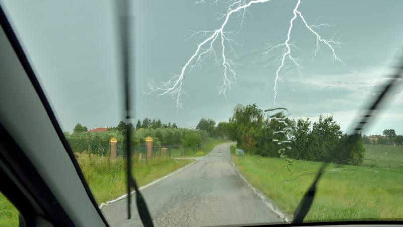 Car in storm