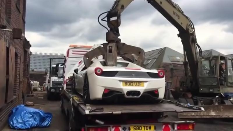 Ferrari 458 Spider Crushed 1