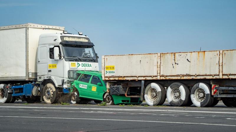 Crash Test With Truck Riding Into Car 1