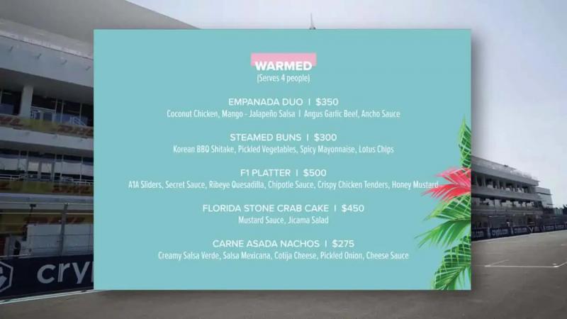 Miami GP Menu