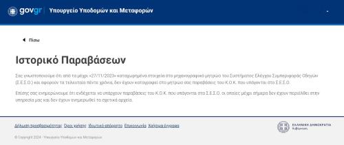 Σύστημα Ελέγχου Συμπεριφοράς Οδηγών ηλεκτρονική πλατφόρμα βαθμοί ποινής δίπλωμα οδήγησης