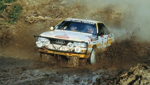 Ο Hannu Mikkola στο Ράλι Σαφάρι του 1987 με το Audi 200 quattro