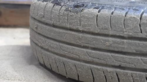 Glue sand over summer tires 5