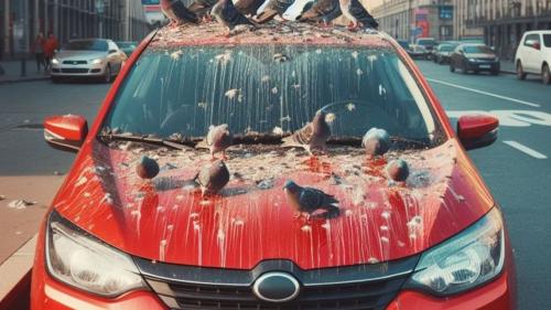 Red parked car 3