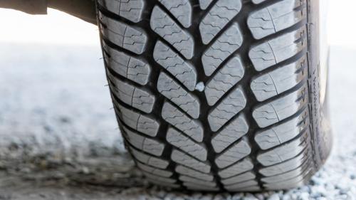 Stone in car tire 1