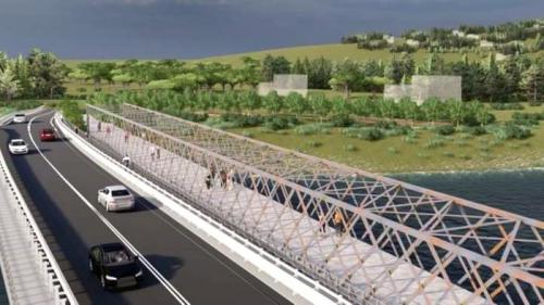 Η νέα γέφυρα, και δίπλα της η υφιστάμενη μεταλλική που θα μετατραπεί σε πεζογέφυρα
