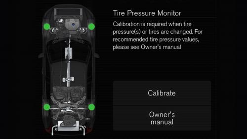 Το μενού για ρύθμιση του TPMS σε αυτοκίνητο της Volvo