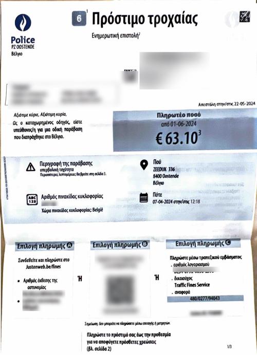 πρόστιμο υπερβολική ταχύτητα Βέλγιο