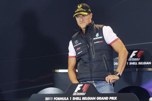 Ο Michael Schumacher στο GP Βελγίου του 2011, ως οδηγός της Mercedes πλέον