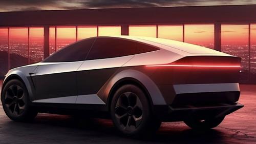 Ανεπίσημο ψηφιακό σχέδιο του συμπαγούς Tesla με την αισθητική του Cybetruck
