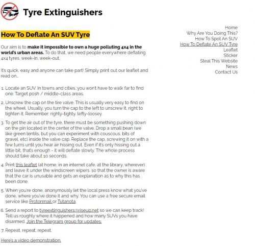 επιθέσεις σε SUVs Tyre Extinguishers